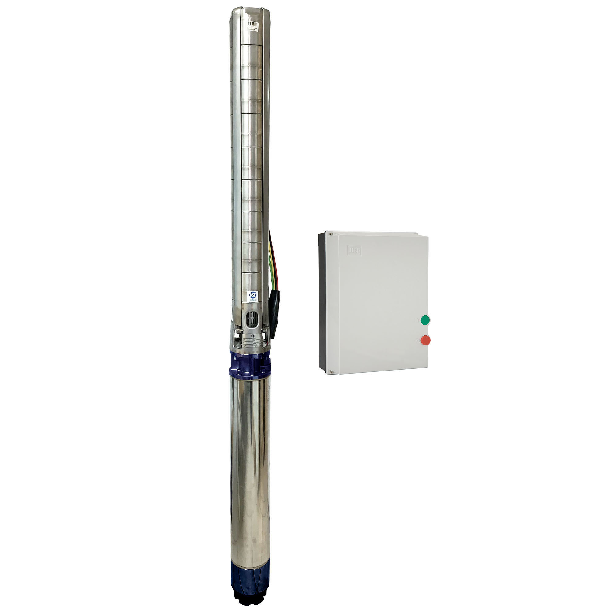 Gol Pumps, 6in. Stainless steel Deep Well Submersible Pump, Max. Flow 22500 GPH, Horsepower 30 HP, Port Size 4 in, Model# A6X60CR30/08